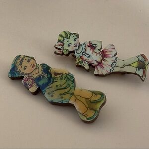 Vintage Style Wooden Pin Set - Multicolor